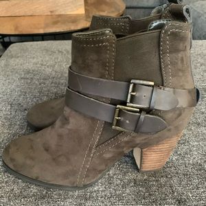 Brown suede booties